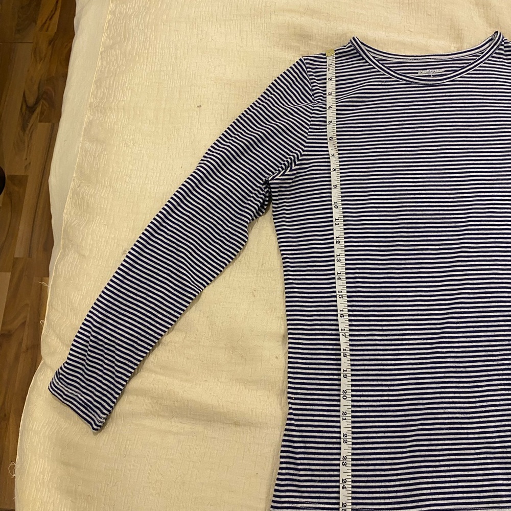 Kim Rogers Breton Stripe Top L | Navy White Nautical Shirt - Picture 4 of 5
